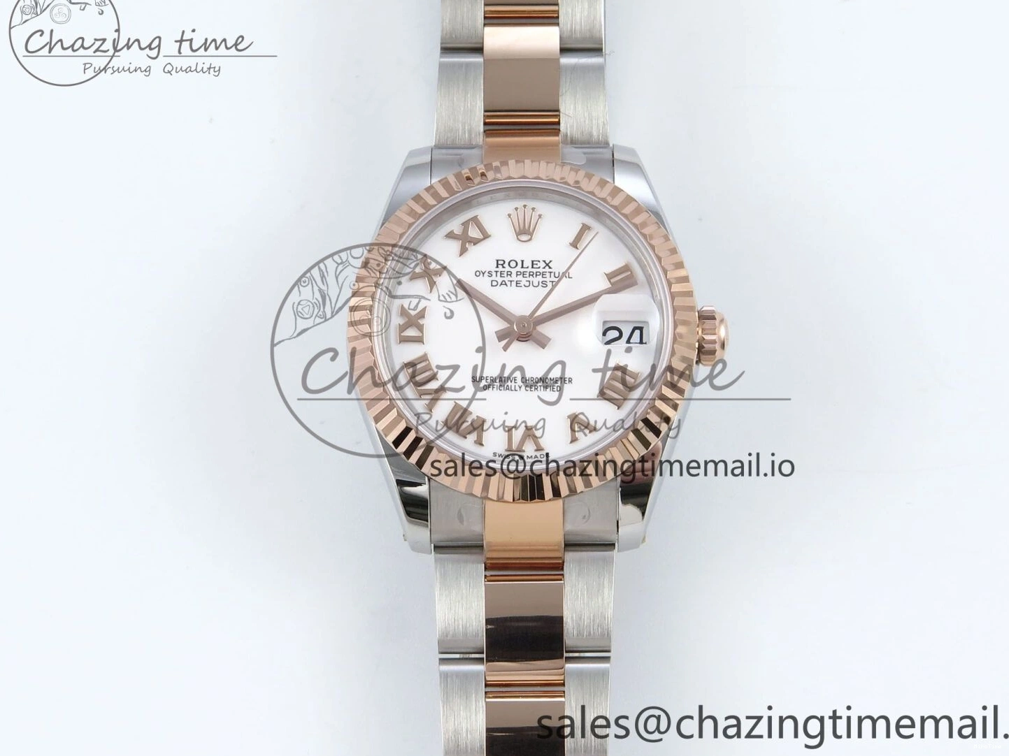 MiroTime 1230 Casual DateJust 31 278271 ARF 1:1 Best Edition 904L Steel White Roman Dial on SS RG Oyster Bracelet ETA 521